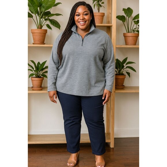 BCG Size 3XL Top 1/4 Zip Up Pullover Womens Long Sleeve Gray Relaxed Fit Cozy - Picture 8 of 8